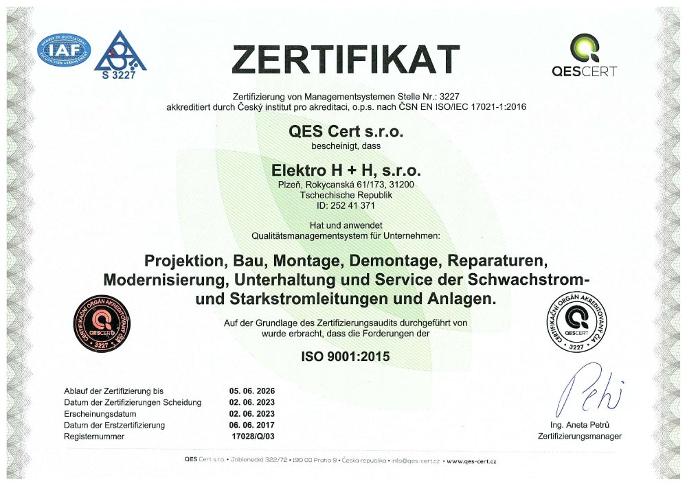 CERTIFIKACE ISO9001:2016